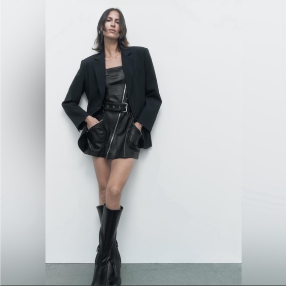 NWT Genuine Leather Zara Biker Dress - Picture 4 of 13